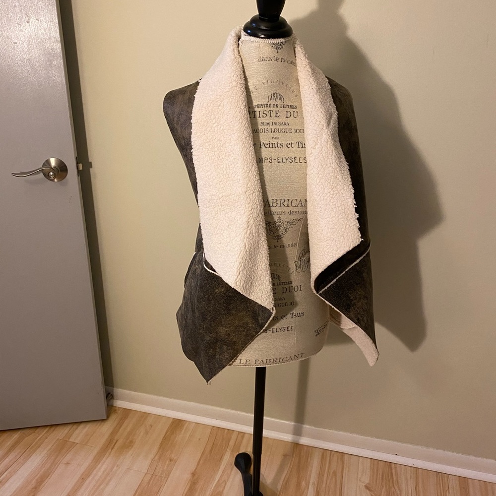 Brown faux fur vest